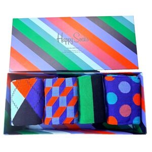 Happy Socks 4-Pack Gift Box Set Multicolor Men 8-12 Women 10-12.5 Crew Socks